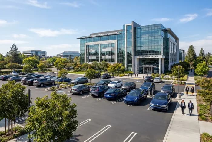 An office building car park