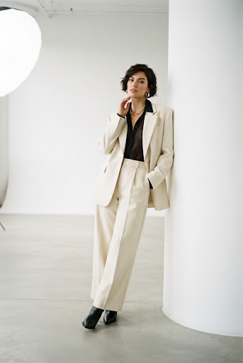 Model wearing minimalist fashion collection